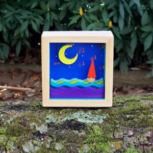 Quadrinho 14 - O Barco e Lua - 8,5 x 9,0 cm