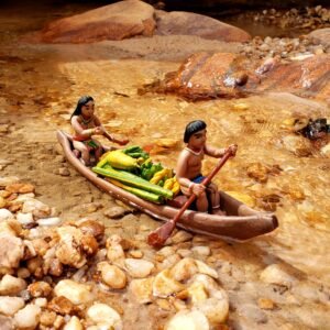 Canoa Macuxi com Frutas - 22 x 5 x 7 cm