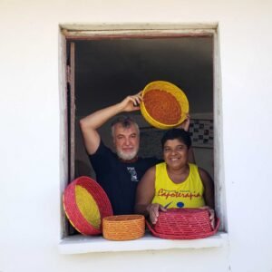 Fruteira da Ilha - Amarelo + Laranja -  32 x 7 cm