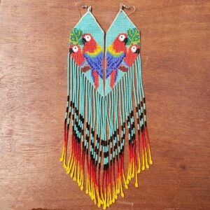 Brincos Miçanga Tapirapé 26 cm - Arara - Azul Claro