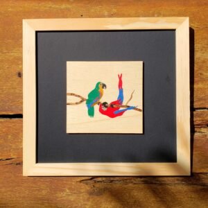 Quadro Marchetado nº 2 - Araras - 26 x 26 cm