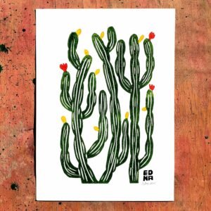 Xilogravura Edna Silva P10 - Mandacaru - Cor - 33 x 24 cm