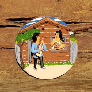 Quadro Barro Família Cândido - A Serenata - 23 cm Ø